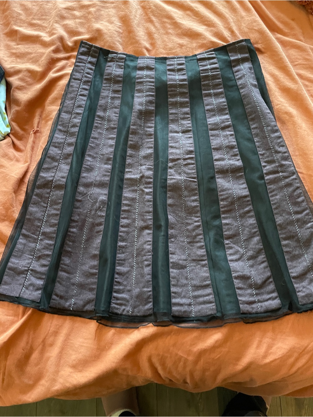 Old Navy Grey and Dark Green Paneled A-Line Skirt